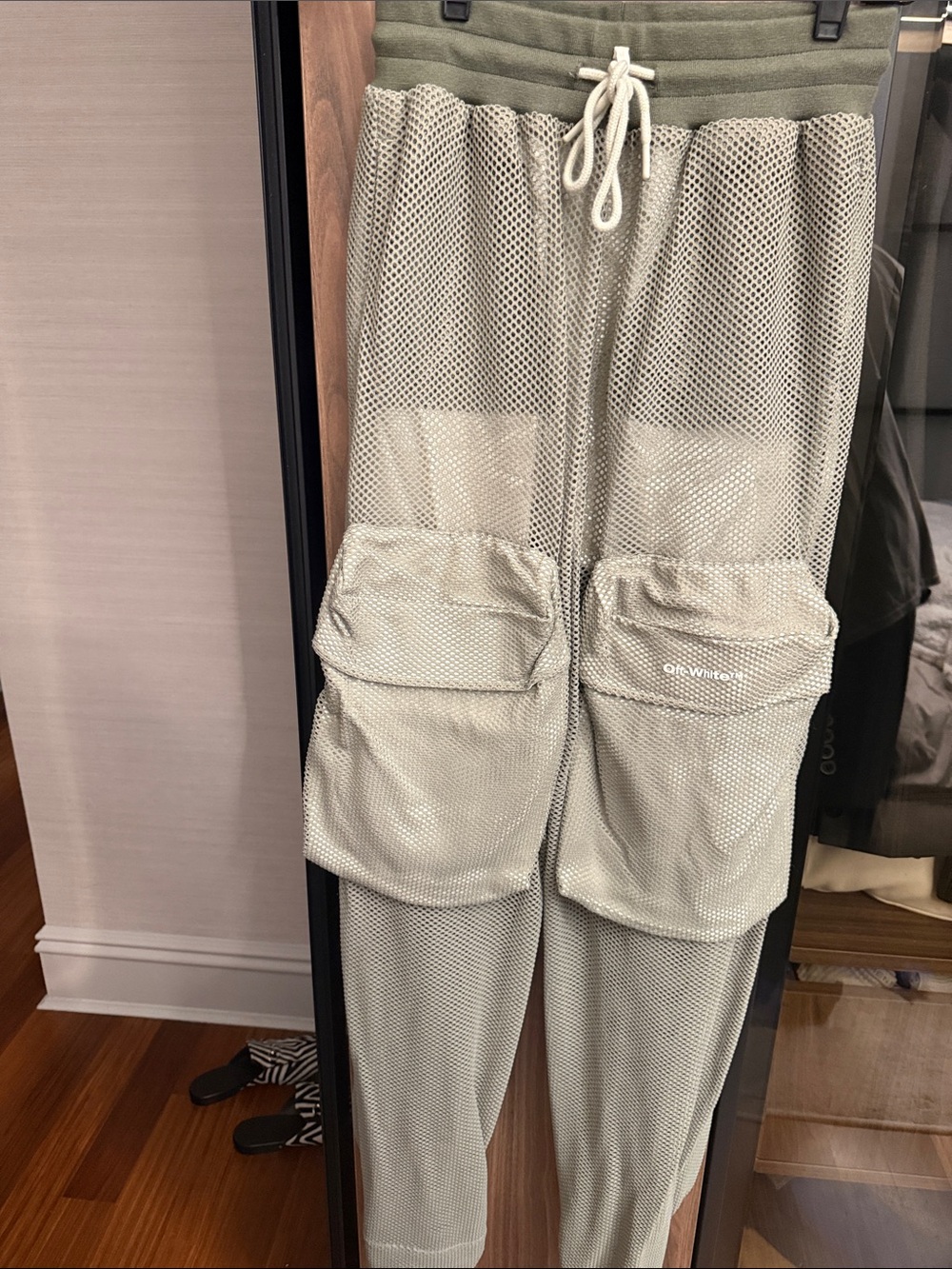 Off-White women’s Olive Beige Mesh Cargo Joggers